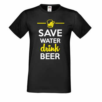 Muška crna majica Save Water Drink Beer Muška crna majica Save Water Drink Beer