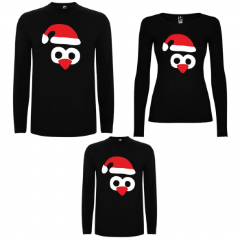 Obiteljski set majica dugih rukava u crnoj boji Penguin Hats Obiteljski set majica dugih rukava u crnoj boji Penguin Hats