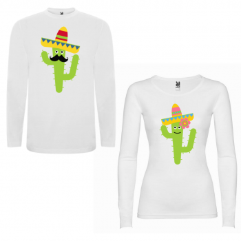 Obiteljski set majica dugih rukava u bijeloj boji Cactus Couple Obiteljski set majica dugih rukava u bijeloj boji Cactus Couple