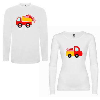 Obiteljski set majica dugih rukava u bijeloj boji Love Trucks Obiteljski set majica dugih rukava u bijeloj boji Love Trucks