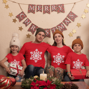 Obiteljske majice u crvenoj boji Snowflake Obiteljske majice u crvenoj boji Snowflake