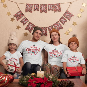 Božićni obiteljski set u bijeloj boji Merry Christmas Božićni obiteljski set u bijeloj boji Merry Christmas