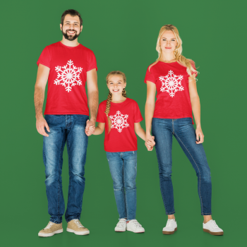Obiteljske majice u crvenoj boji Snowflake Obiteljske majice u crvenoj boji Snowflake