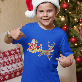 Plava ili crvena božićna majica u veličinama za odrasle i djecu s printom SANTA Plava ili crvena božićna majica u veličinama za odrasle i djecu s printom SANTA