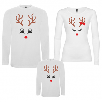 Obiteljski set božićnih majica dugih rukava Cute Deers Obiteljski set božićnih majica dugih rukava Cute Deers