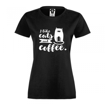 Ženska majica I like cats and coffee - D-W-251B Ženska majica I like cats and coffee - D-W-251B