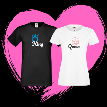 Majice za parove u crno i bijelo King & Queen 6