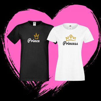 Majice za parove u crno i bijelo Prince & Princess Majice za parove u crno i bijelo Prince & Princess
