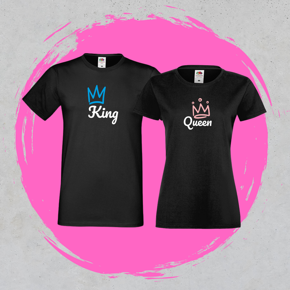 Majice za parove u crnoj boji King & Queen 6 Majice za parove u crnoj boji King & Queen 6