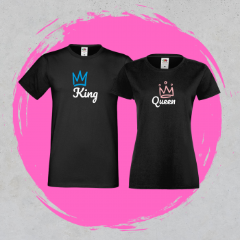 Majice za parove u crnoj boji King & Queen 6