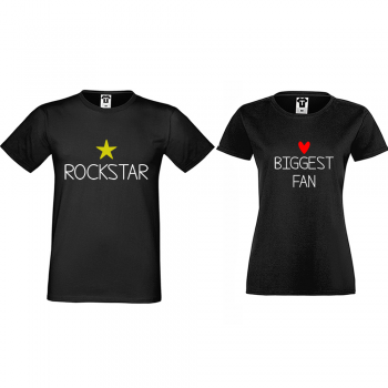 Majice za parove u crnoj boji Rockstar and Fan Majice za parove u crnoj boji Rockstar and Fan