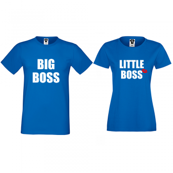 Majice za parove u plavoj boji Big and Little Boss