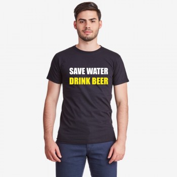 Muška crna majica Save Water Drink Beer Muška crna majica Save Water Drink Beer