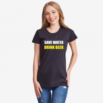 Ženska crna majica Save Water Drink Beer Ženska crna majica Save Water Drink Beer