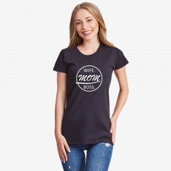Ženska crna majica Wife Mom Boss Ženska crna majica Wife Mom Boss
