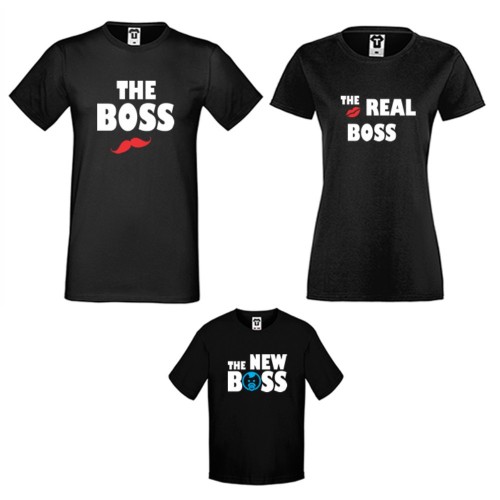 Obiteljski set u crnoj ili bijeloj boji The Boss, The Real Boss and The New Boss Boy Obiteljski set u crnoj ili bijeloj boji The Boss, The Real Boss and The New Boss Boy
