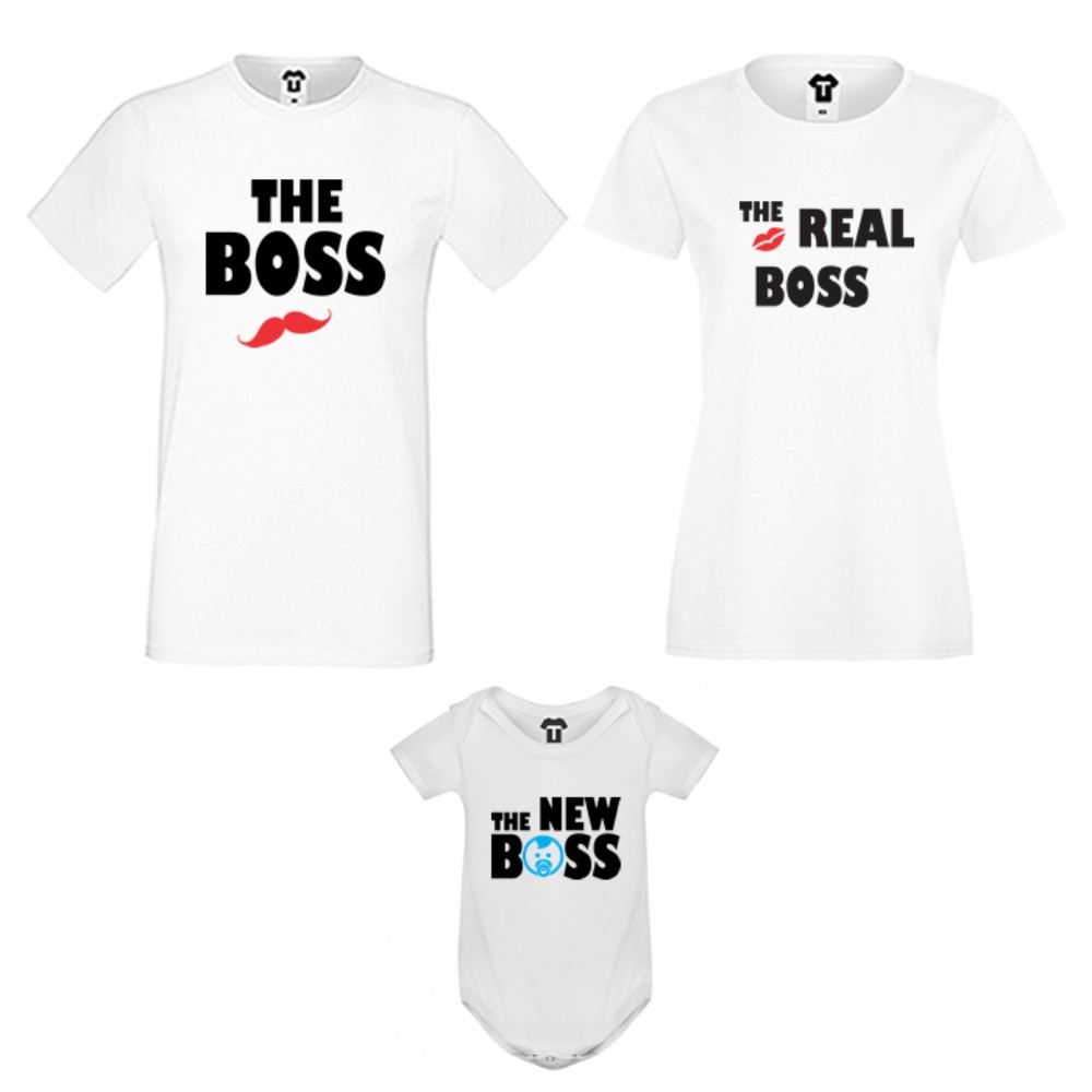 Obiteljski set u crnoj ili bijeloj boji The Boss, The Real Boss and The New Boss Boy Obiteljski set u crnoj ili bijeloj boji The Boss, The Real Boss and The New Boss Boy