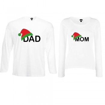 Set bijelih ili crnih majica dugih rukava za parove Family Christmas Hats Set bijelih ili crnih majica dugih rukava za parove Family Christmas Hats