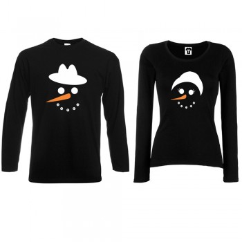 Set bijelih ili crnih majica dugih rukava za parove Snow Family Set bijelih ili crnih majica dugih rukava za parove Snow Family