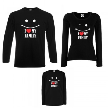 Obiteljski set majica dugih rukava u crnoj ili bijeloj boji I love my family Obiteljski set majica dugih rukava u crnoj ili bijeloj boji I love my family