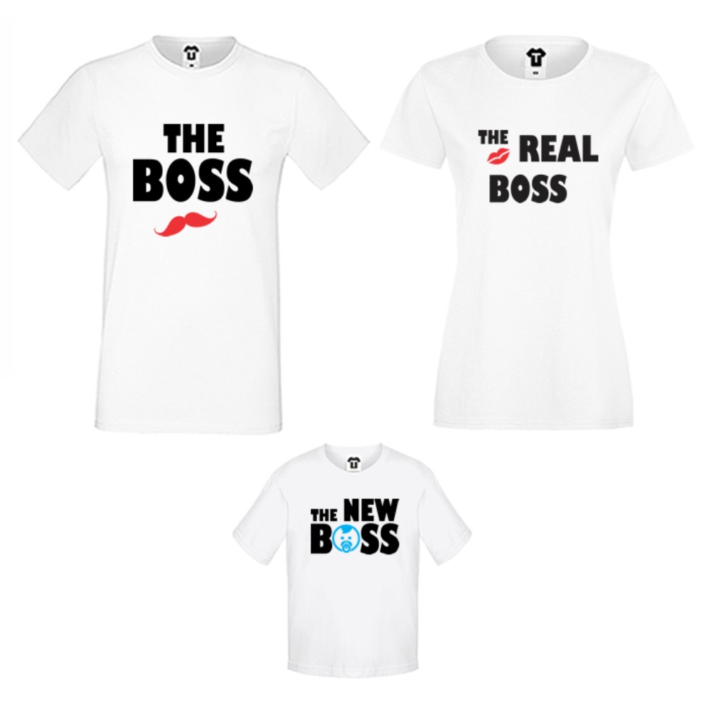 Obiteljski set u crnoj ili bijeloj boji The Boss, The Real Boss and The New Boss Boy Obiteljski set u crnoj ili bijeloj boji The Boss, The Real Boss and The New Boss Boy
