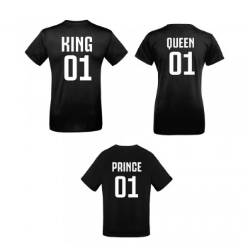 Obiteljski set majica u crnoj boji King 01, Queen 01 i Prince 01 Obiteljski set majica u crnoj boji King 01, Queen 01 i Prince 01