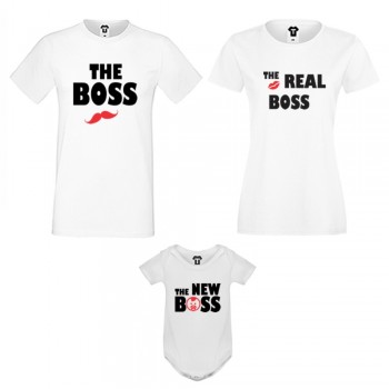 Obiteljski set u crnoj ili bijeloj boji The Boss, The Real Boss and The New Boss Girl Obiteljski set u crnoj ili bijeloj boji The Boss, The Real Boss and The New Boss Girl