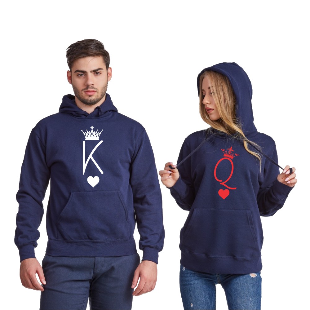 Tamno plave dukserice za parove  King and Queen Symbols