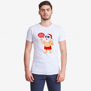 Mu&scaron;ka majica od 100% organskog pamuka u bijeloj boji Merry Christmas Summer Edition