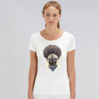 Ženska majica od organskog pamuka u bijeloj boji Afro Dog