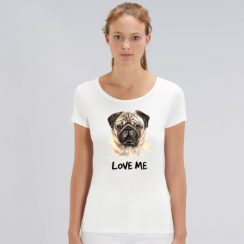 Ženska majica od organskog pamuka u bijeloj boji  Love me Dog
