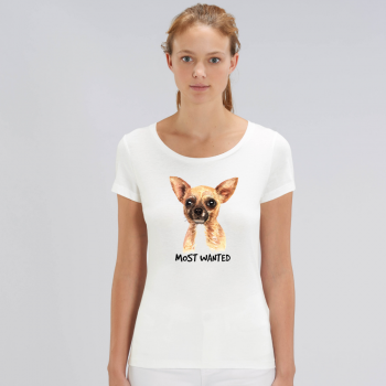 Ženska majica od organskog pamuka u bijeloj boji  Most Wanted Dog