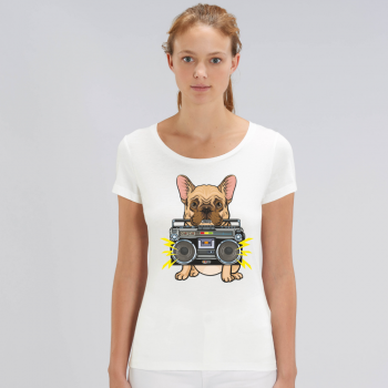 Ženska majica od organskog pamuka u bijeloj boji Music Dog